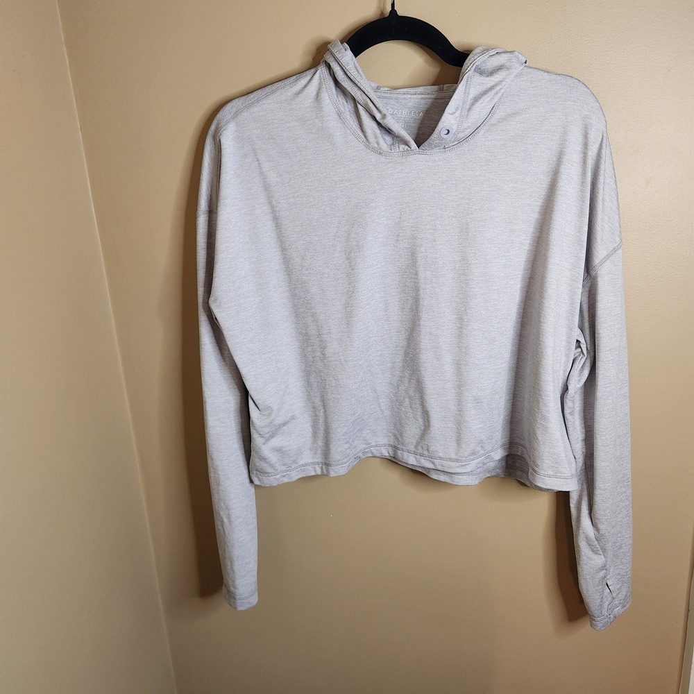 Athleta Uptempo Crop Hoodie Light Grey Heather XS 530134